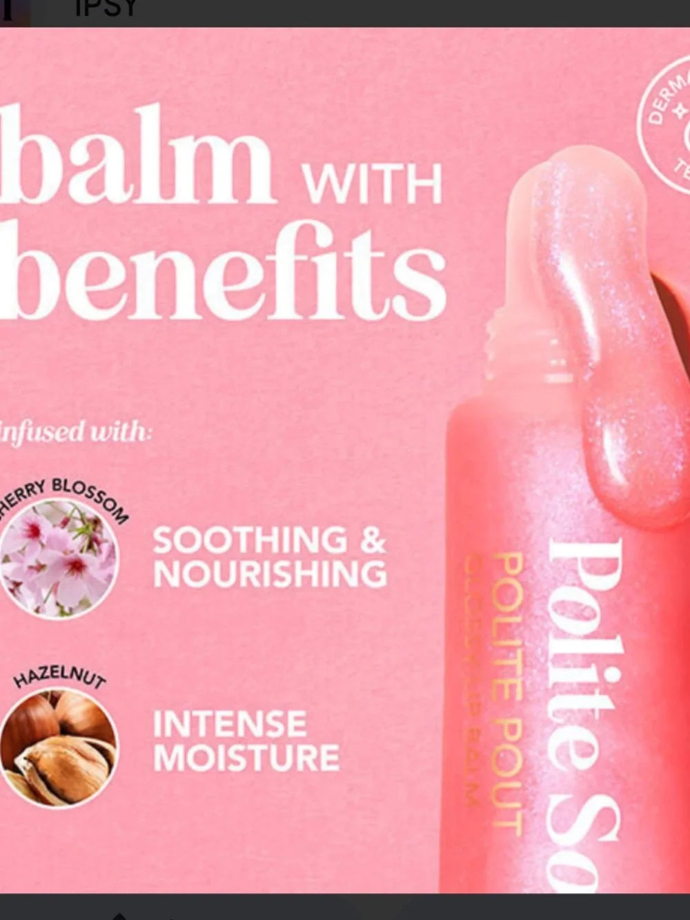 Polite Society Polite Pout Tinted Lip Balm Lipgloss in Peach Bellini BNIB
